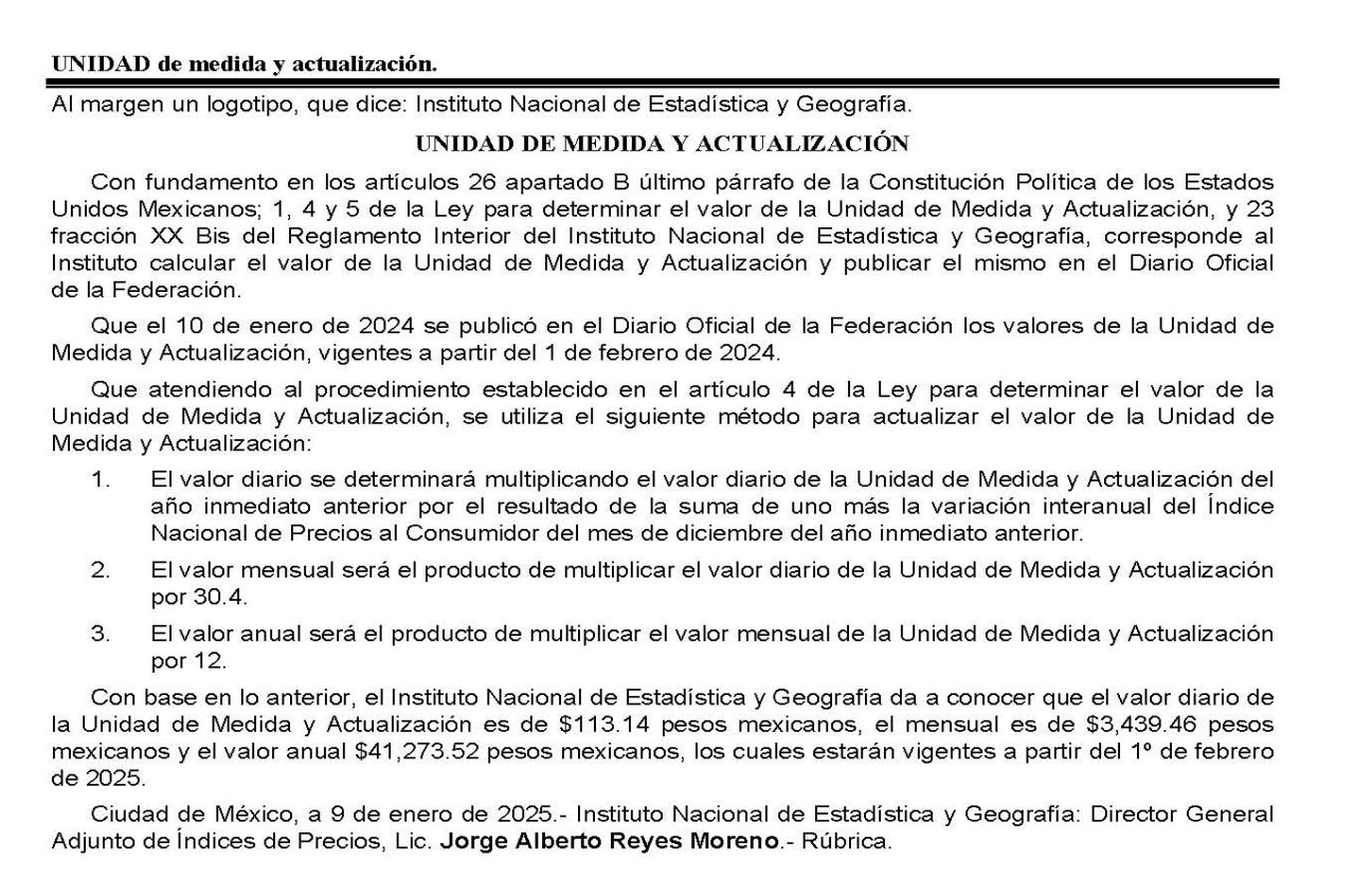 Actualización de los valores UNIDAD de medida y actualización